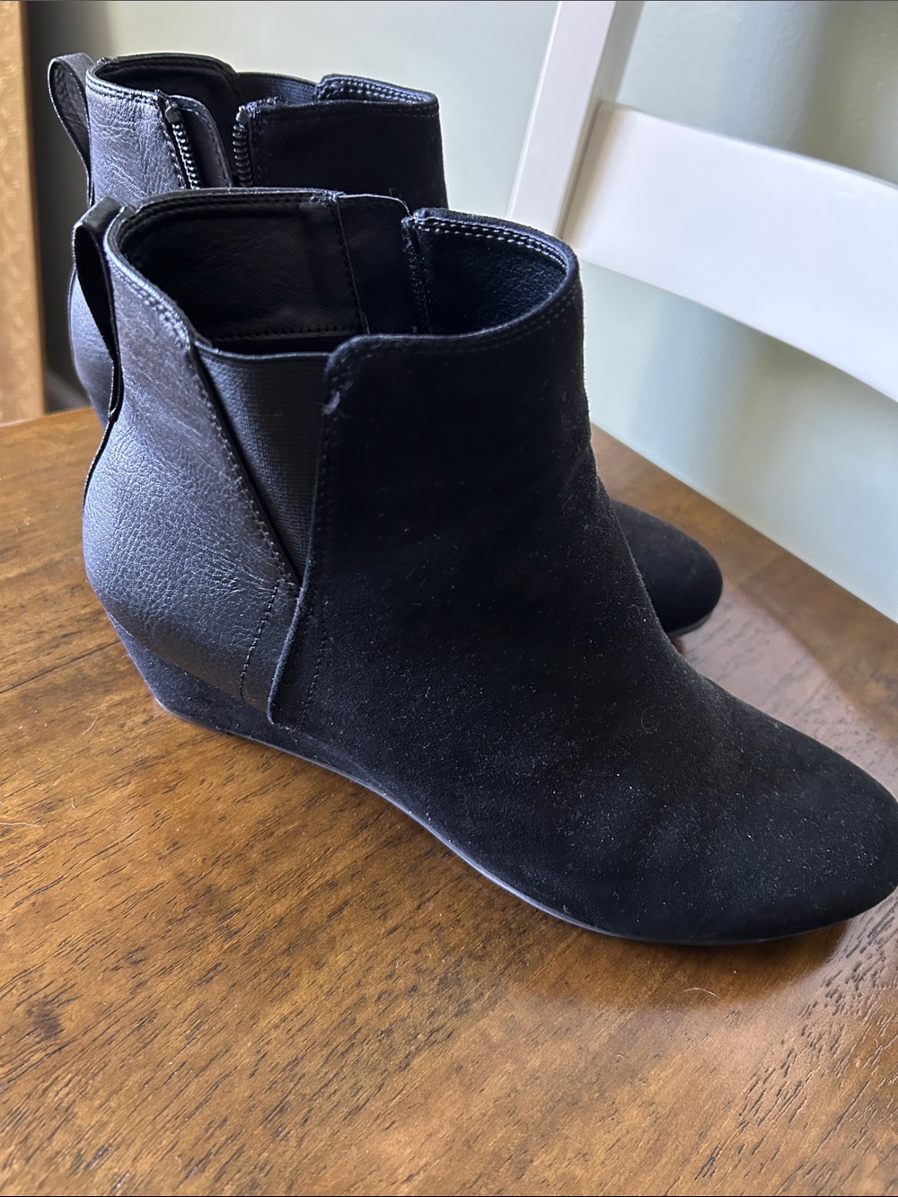 croft & barrow Black Suede Ankle Booties with Wedge Heel